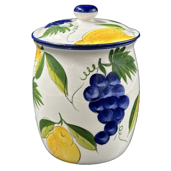 Vtg Jay Wilfred Andrea by Sadek Large Ceramic Fruit Canister with Lid Portugal - Picture 5 of 11